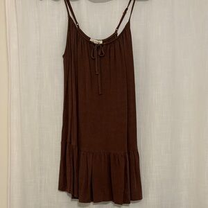 La Hearts Chocolate Brown Tie-Front Dress
